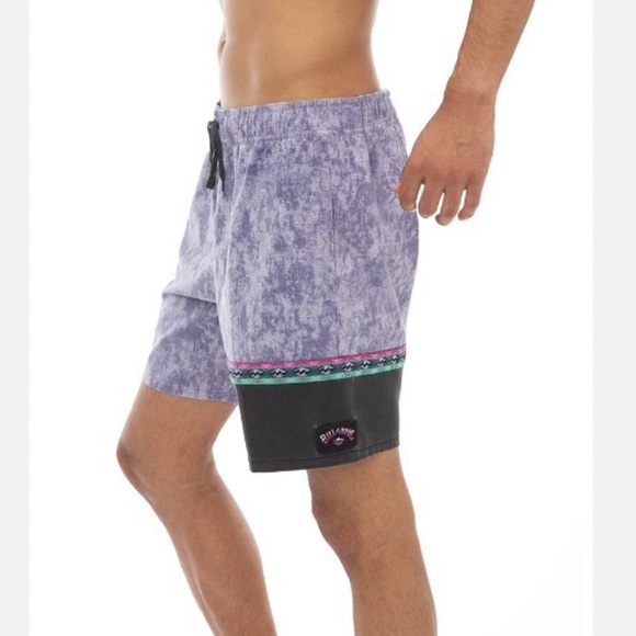 Billabong Other - Billabong Men's Lavender Patterned Volley Trunks with Black Hem